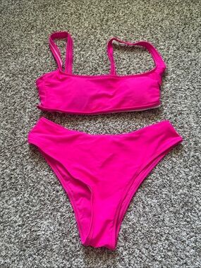 SHEIN Hot Pink Two-Piece Bikini Set